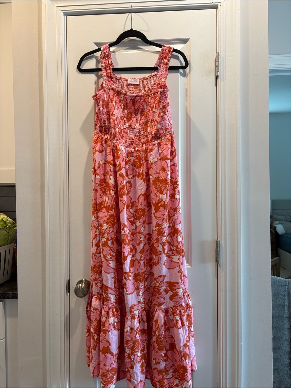 Pink Lily Pink and Orange Floral Smocked Sundress - Picture 3 of 3